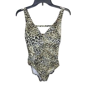 Aqua Green Black Leopard Print Beach One Size Swimsuit Women's Size Medium